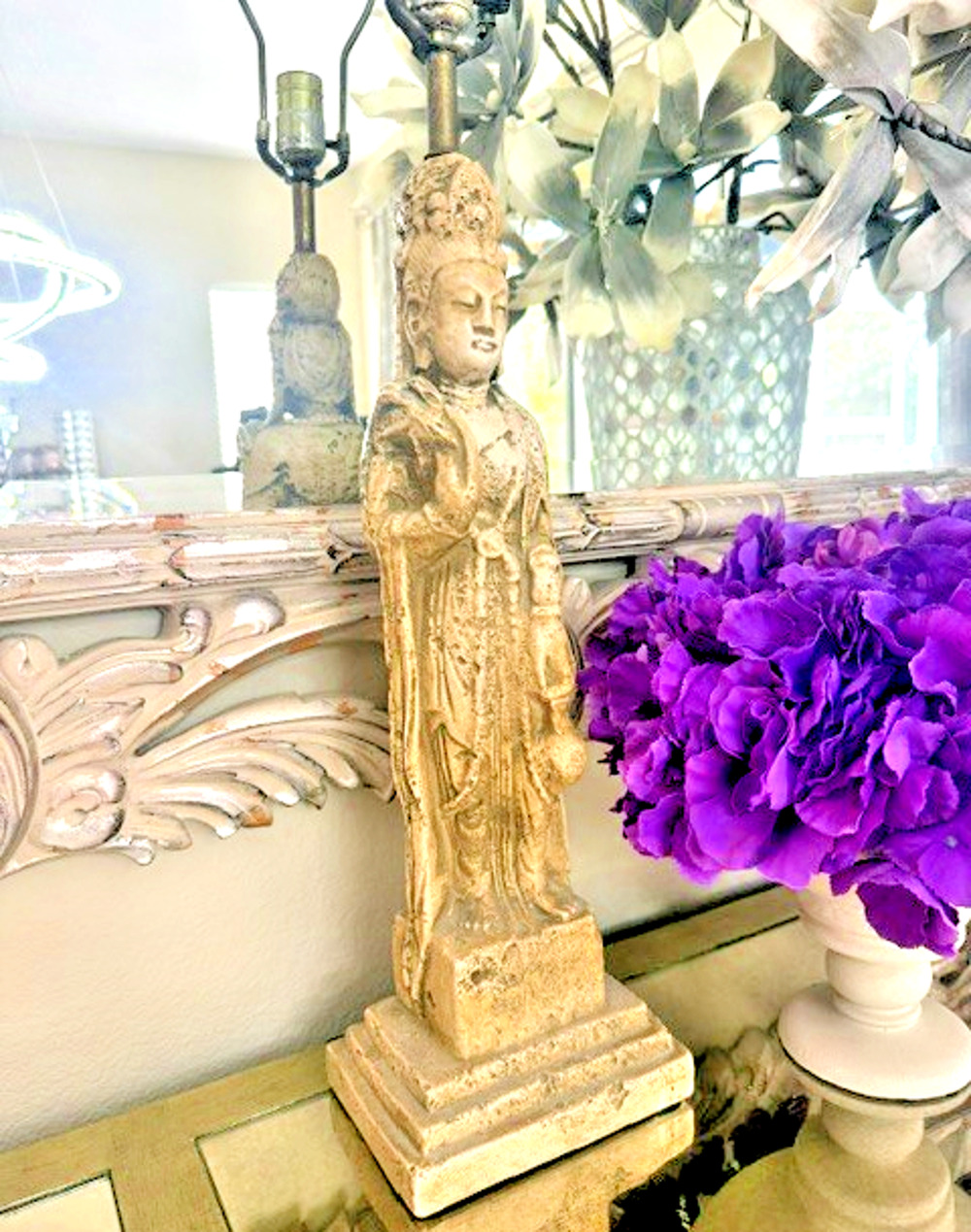 Hollywood Regency Vintage Asian Goddess Quan Yin JAMES MONT Style Leviton Lamp